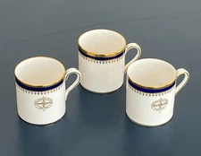 FIRST NATIONAL CITY BANK NEW YORK SPODE KNIGHTSBRIDGE COBALT 3 DEMITASSE CUPS