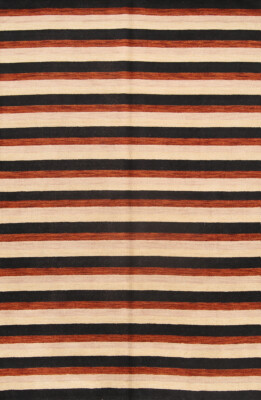 High-quality Striped Modern Hand-woven Wool Rug Durable Gabbeh Rug 6x10 ft