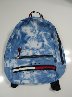 Tommy Hilfiger Casual Tye Dye Blue White Cotton Backpack Nwt