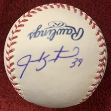 Jarrod Saltalamacchia SIGNED OML Baseball B - MLB Autograph 2013 World Series