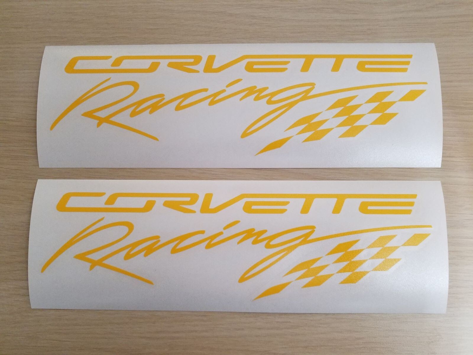 2pcs Corvette Racing Script & Flag (10" x 2.75") Decal Automotive Vinyl ...