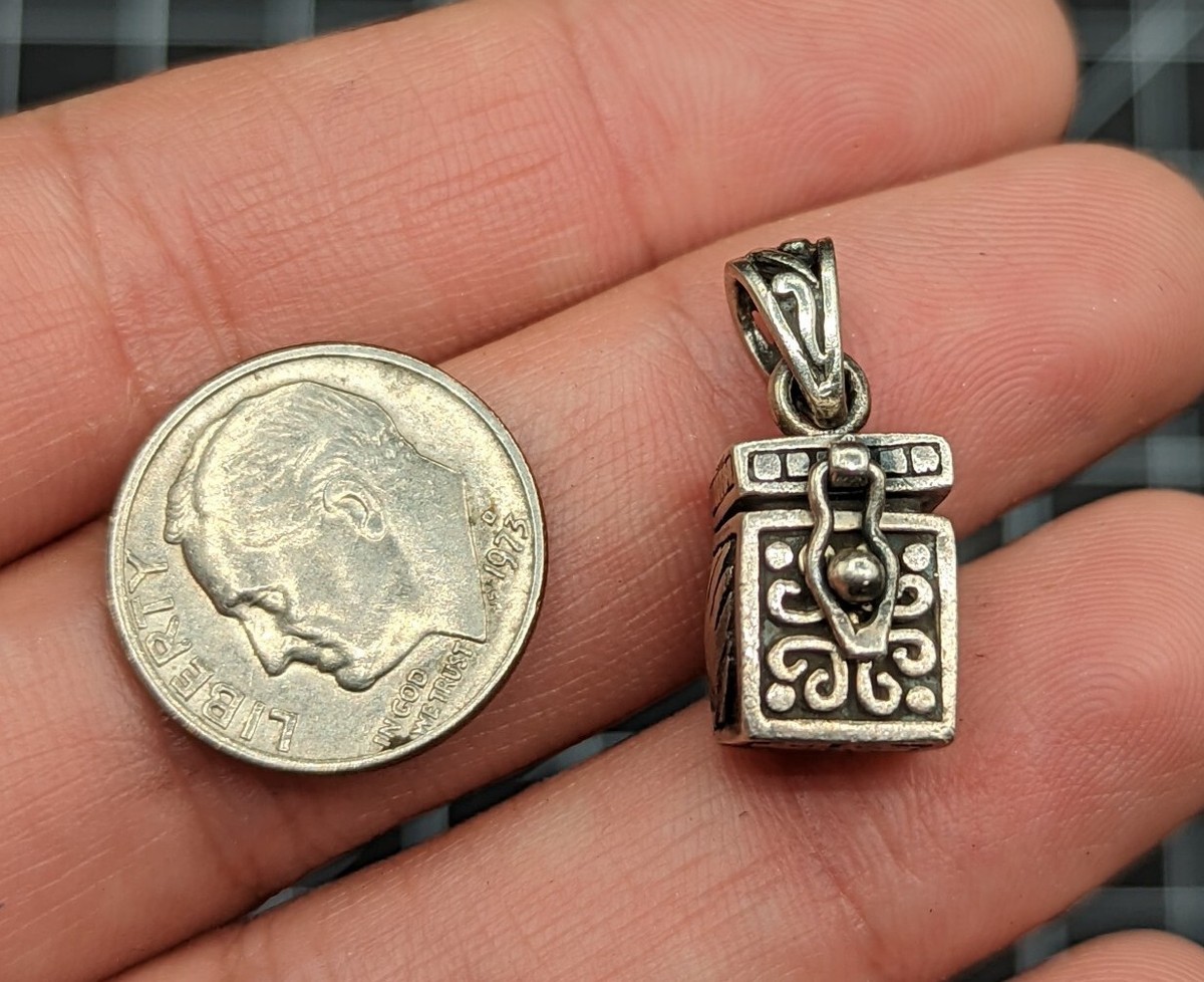 Prayer Box Poison Pendant STERLING Silver 925 PENDANT CHARM