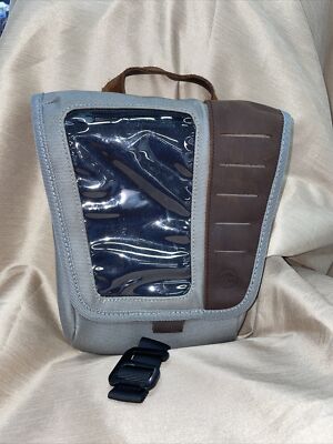 VUZ Motorcycle Moro belt bag tail bag pouch gray canvas & brown leather