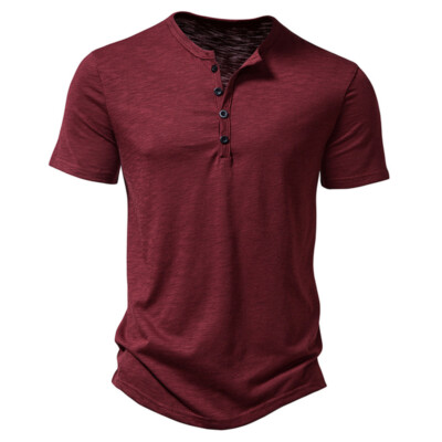Herren einfacher kurzärmel Henley T Shirt Sommer Casual Pullover lose Top Bluse