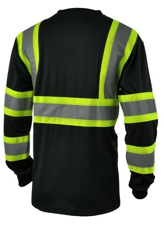 L&M Hi Vis T Shirt Reflective Safety Black Short Long Sleeve HIGH Visibility image 5