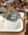 Vintage Women's Jewelry Ring Gold 585 14K & Silver Topaz Diamonds Italy Size 8