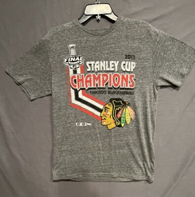 Chicago Blackhawks T-Shirt Mens M Gray 2013 Stanley Cup