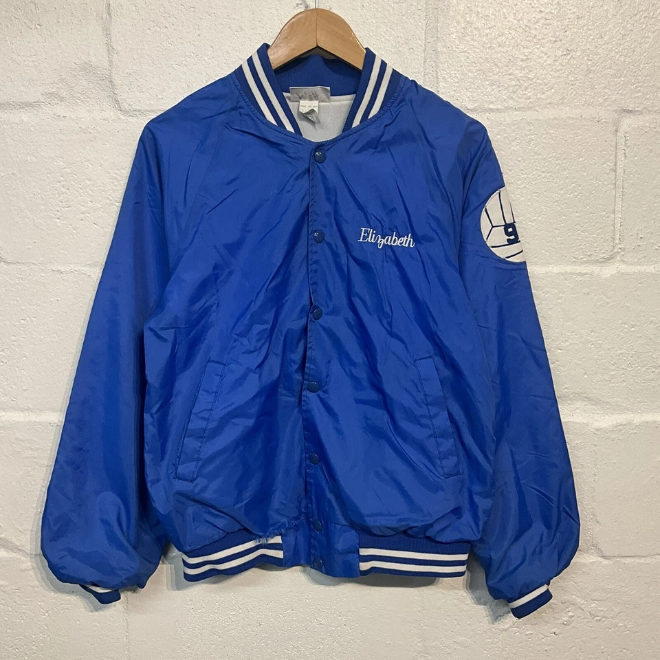 Chaqueta de fútbol vintage St Clare - Hecha en EE. UU. - Abrigo azul Hartwell con botones - Pequeña Foto 4 de 4