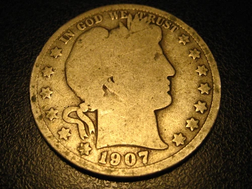 1907-S 90% Silver Barber Half Dollar Good               ^^^^^