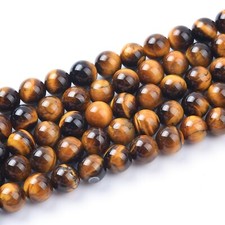 8mm Natural Yellow Tiger Eye Beads Round Gemstone Loose Beads for Jewelry Mak...