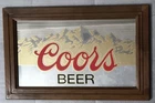 Rare Vintage Coors Beer Sign Mirror Bar Silver & Gold Mountains 27” x 17”