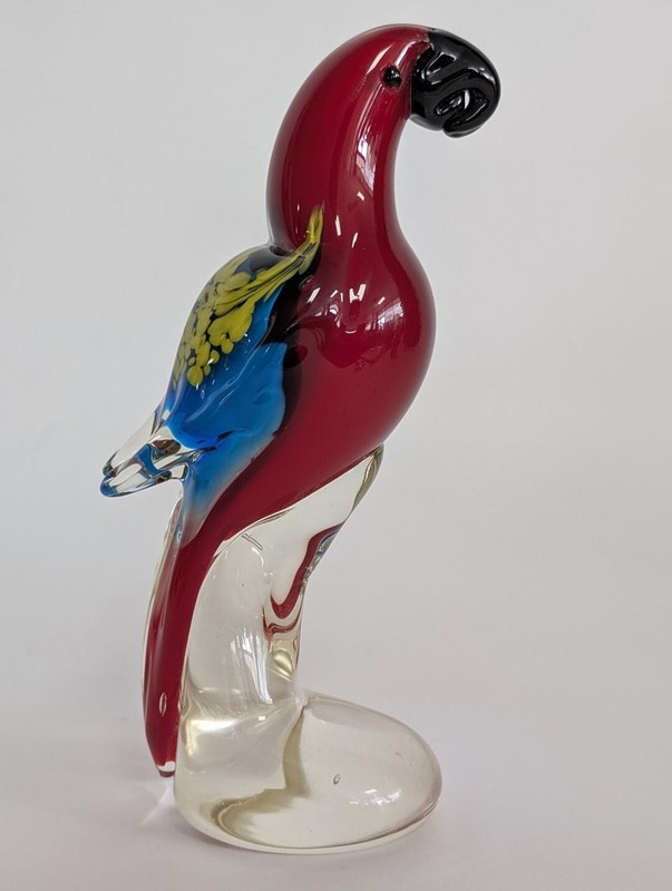 Art Glass Parrot Figurine, Murano?, 8H, PA6699