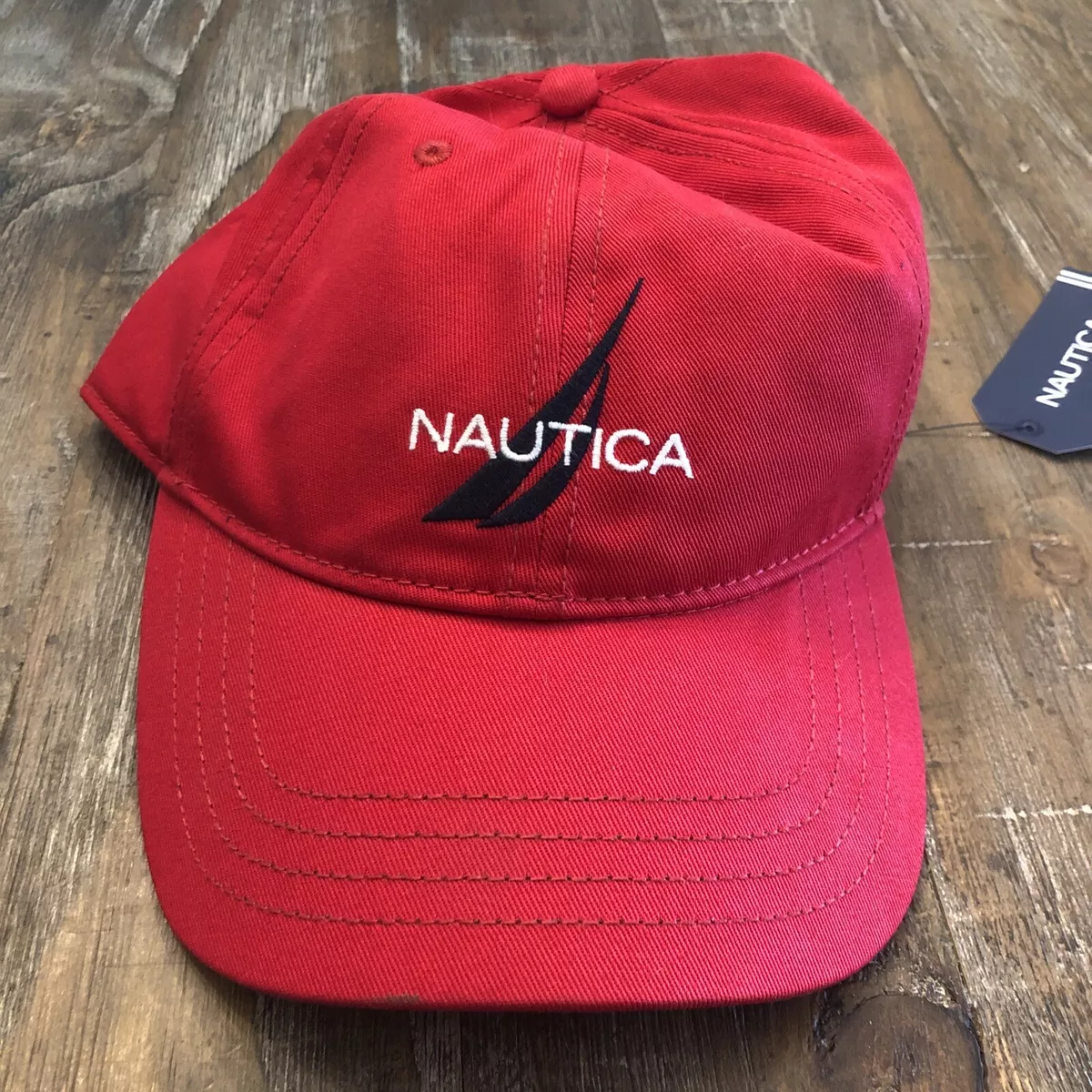 Nautica Mens J Class Embroidered Cap In Fall Red Adjustable Size