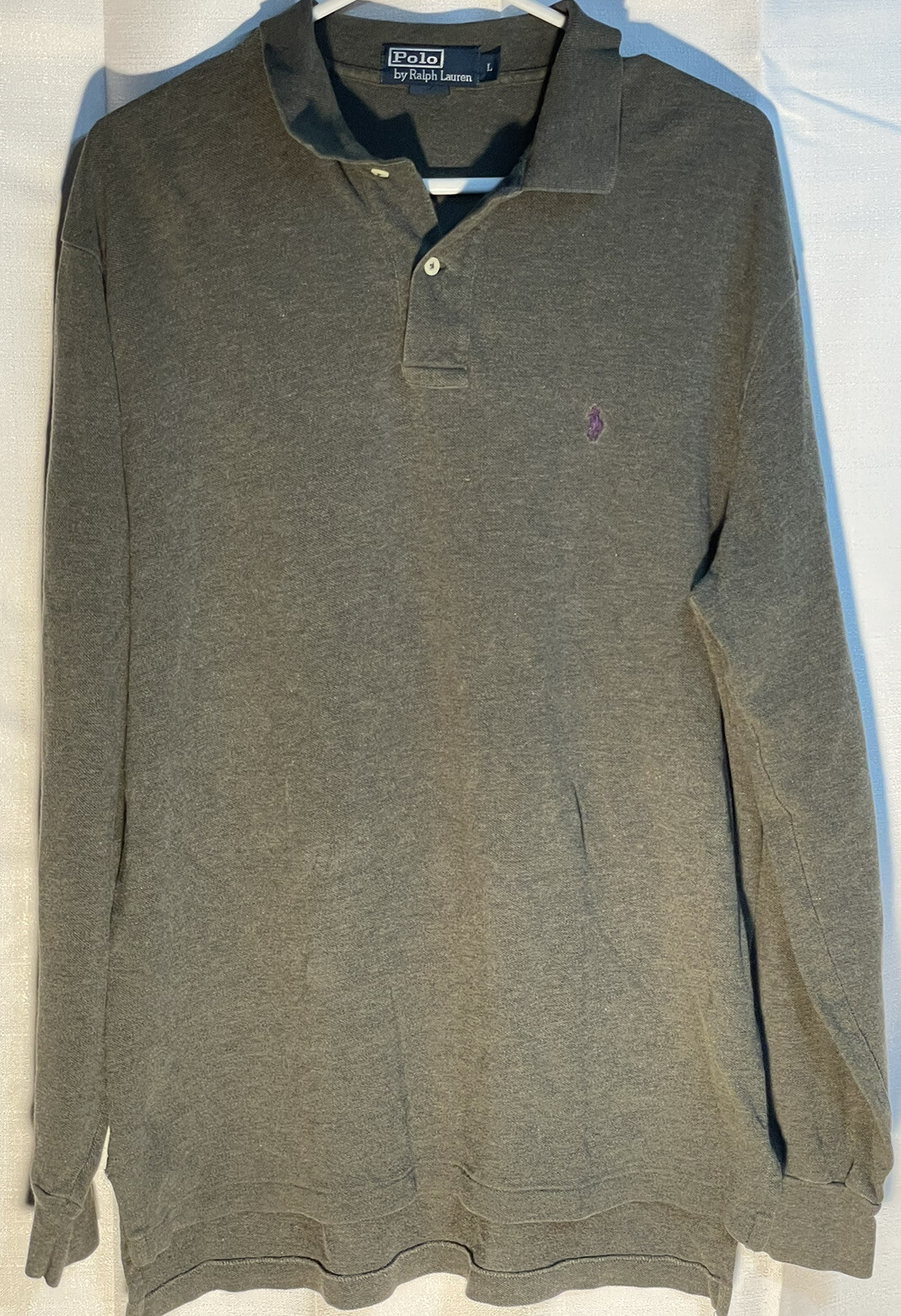 Polo Ralph Lauren camicia maglione leggero uomo grande verde manica lunga cotone pony
