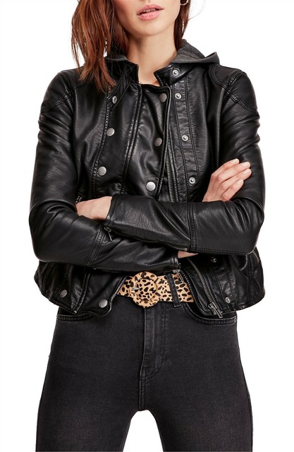 People Dawn Vegan Leather Jacket Removable Hood Black Xs For Sale Online Ebay