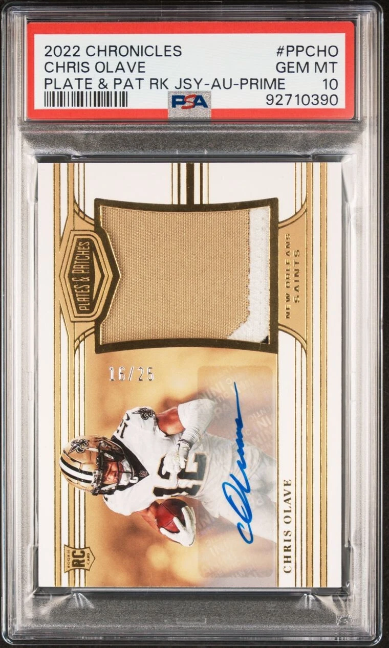 Chris Olave Panini Chronicles Plates & Patches Rookie Jersey #PPCHO Autograph-Prime