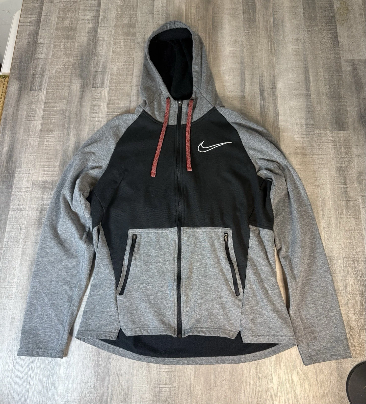 Nike Therma-FIT Men's Full-Zip Training Hoodie Black Red Men’s Large