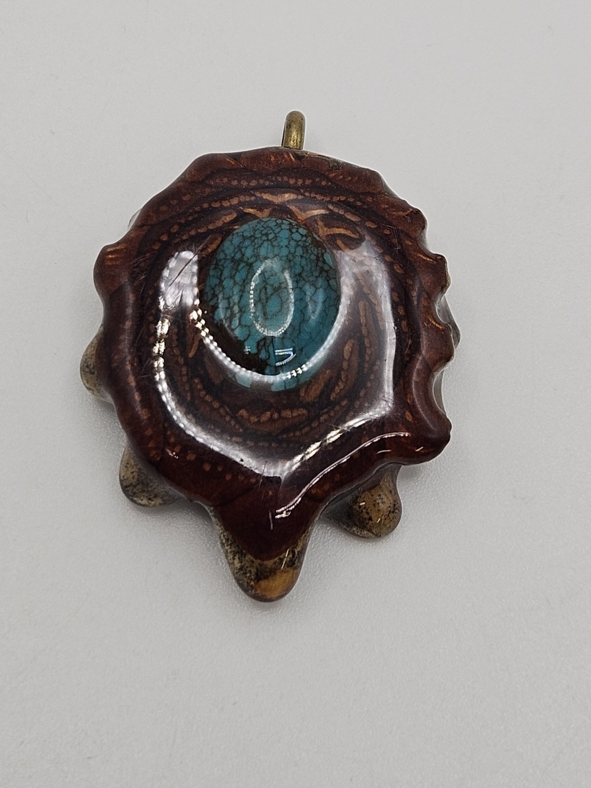 Handcrafted Third Eye Pinecone Turquoise Pendant - image 2