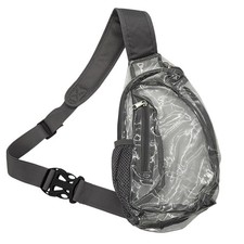 Clear PVC Sling Bag Stadium Approved Crossbody Backpack Grey Trim