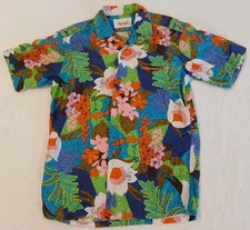 VTG 60s  70s Kamehameha Hawaiian Shirt Multicolor Floral Groovy Hawaii Size Med