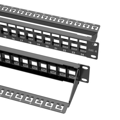 24 Port Blank Keystone Patch Panel 1U 19 Inch Rack Mount Metal Cable Management