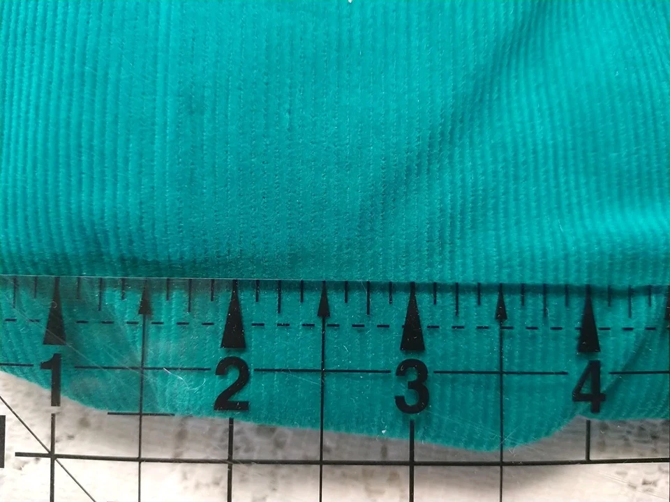 Bright Teal-Green Cotton Corduroy Fabric 15" x 47" Plus Tail 16"W x 27" long - Image 3 of 3