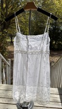 Victoria  s Secret Sheer Mesh Babydoll Chemise Bridal White Embroidered Medium