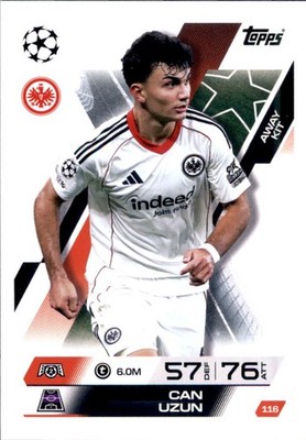 Match Attax EXTRA Champions League 116 - Can Uzun - Away Kit 2025/26