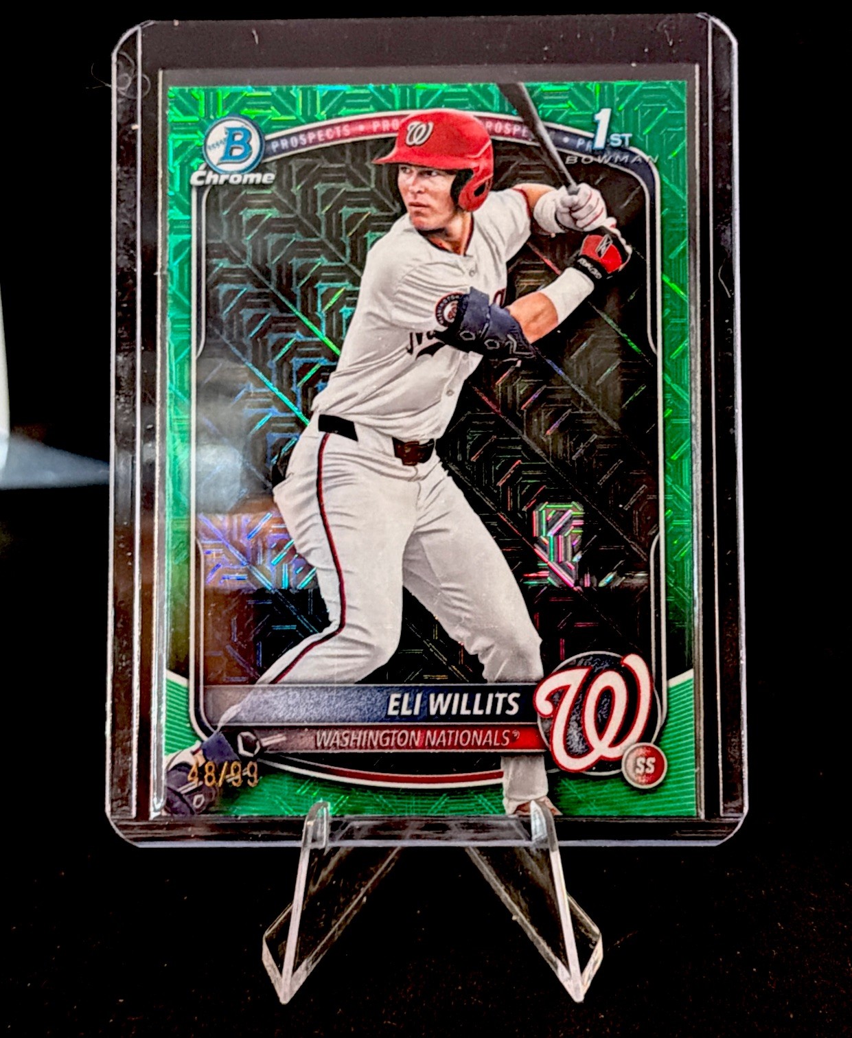 2025 Bowman Draft - Chrome Eli Willits #BDC-1 Green Mojo Refractor /99 (RC)