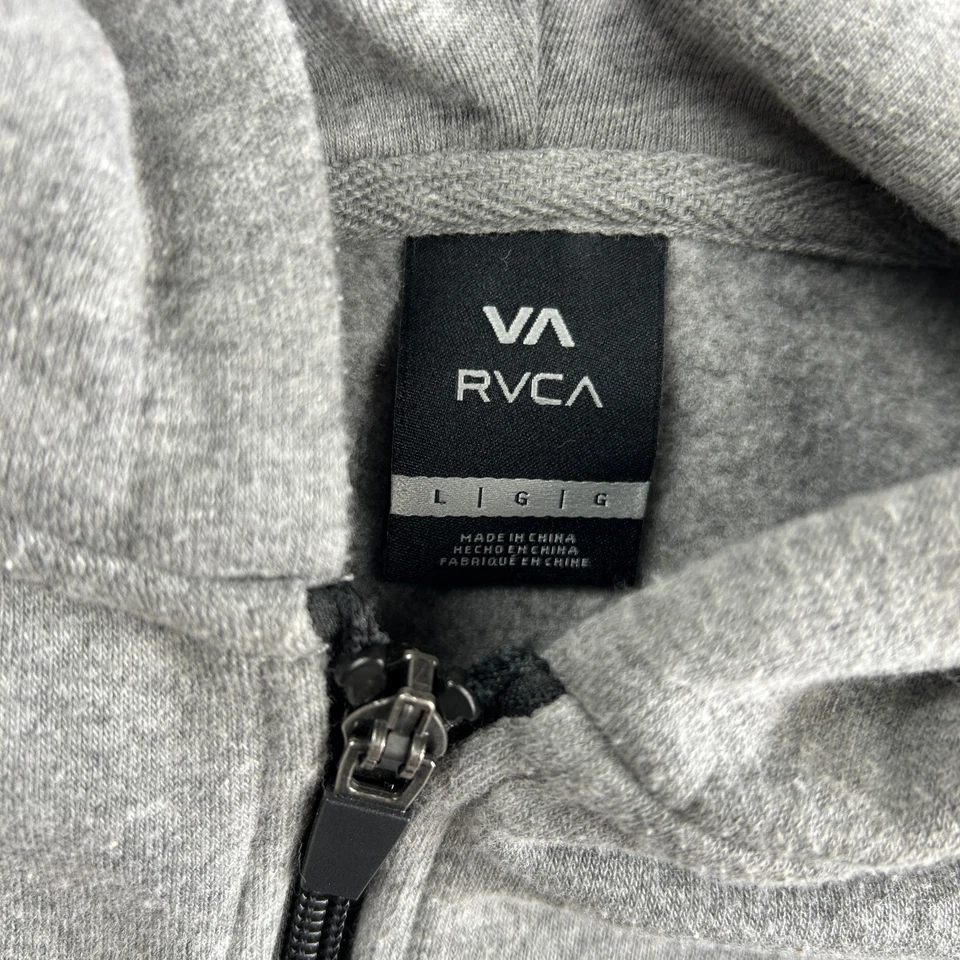 RVCA Hoodie Gray L Teens Youth Full Zip Hooded Sweatshirt Balance of Opposites - Image 3 of 4