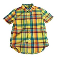 Ralph Lauren Boys Short Sleeve Plaid Pony Collared Button Up Shirt size 5