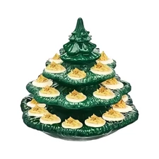 4 Tier Christmas Tree Shape Deviled Egg Platters Trays Holds 26 Holes Stackable