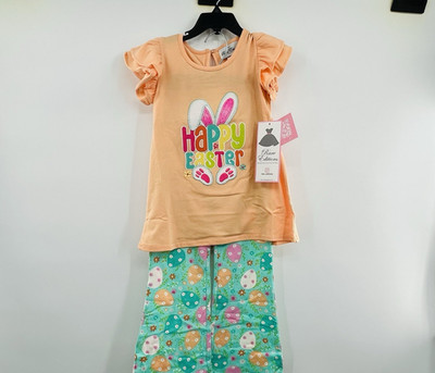 Rare Editions Girls Size 5 Happy Easter T-Shirt Easter Egg Printed Leggings Set
