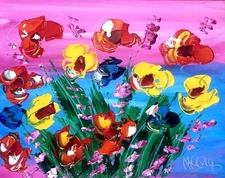 FLOWERS  MARK KAZAV - ORIGINAL OIL PAINTING ABSTRACT MODERN ART  6I7yjR7