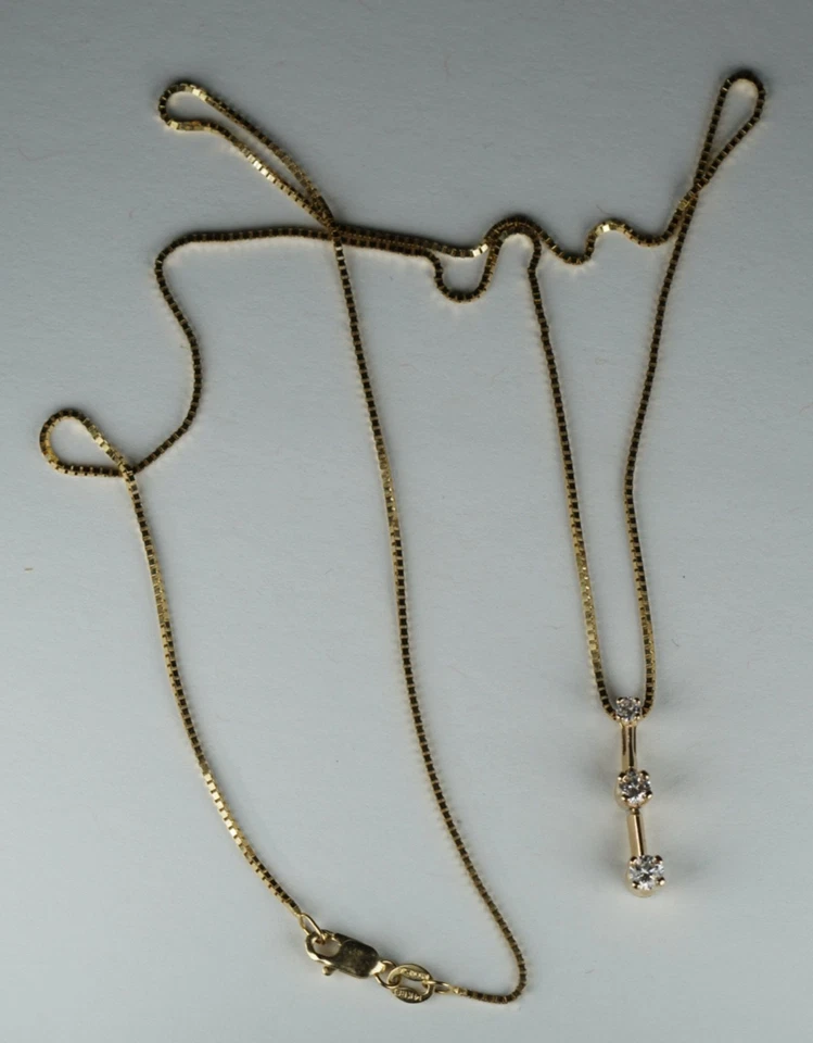 Colgante Diamante NATURAL Oro 14k Pasado Presente Futuro 1/4CTW con Cadena Caja 18" Foto 4 de 4