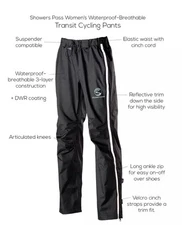 Showers Pass Artex Womens L Black Transit Pants Commuter Cycling Waterproof READ