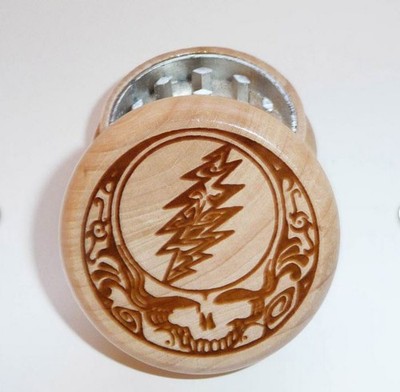 Grateful Dead herb, Spice grinder solid oak  Paisley Steal Your Face Stash Box