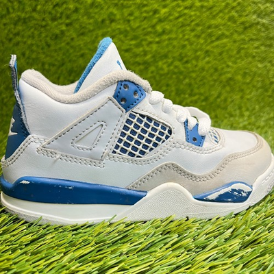 #ad Nike Air Jordan 4 Retro OG Boys Size 11C White Blue Athletic Shoes Sneakers $29.99