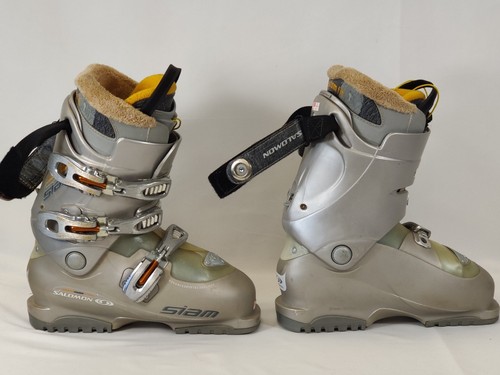 Salomon Ski Boots Custom Fit 24.5 Siam Silver Grey Yellow Vintage Snowboard? - 第 14/17 張圖片