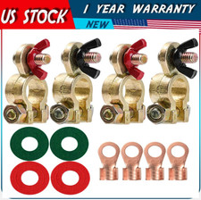 4xSolid Brass Battery Terminal Connector Top Post End Clamps Set for Car Marine