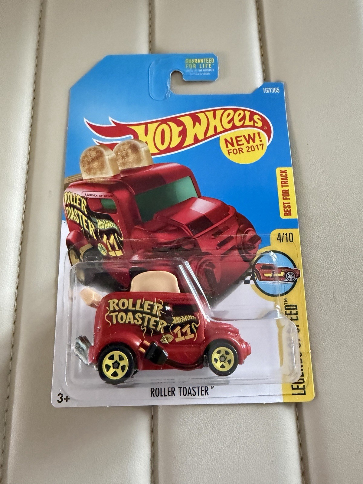 2017 Hot Wheels #167 Legends of Speed 4/10 ROLLER TOASTER Red w/Yellow 5 Spokes