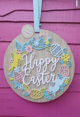 Frühling Wandrelief zum Aufhängen Schild Frohe Ostern Wohndeko Holz NEU