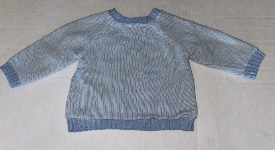 Suéter azul vintage verde perro bebé niño’s con mono algodón 0-3 meses Foto 4 de 4