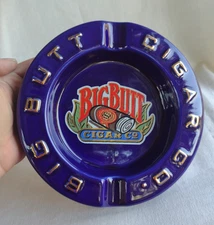 Big Butt Cigar Co. Large Blue w/ Gold Letters Ceramic Ashtray