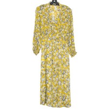 Zara Yellow Floral Midi Dress Cottagecore Boho Prairie Romantic Festival Flowy M