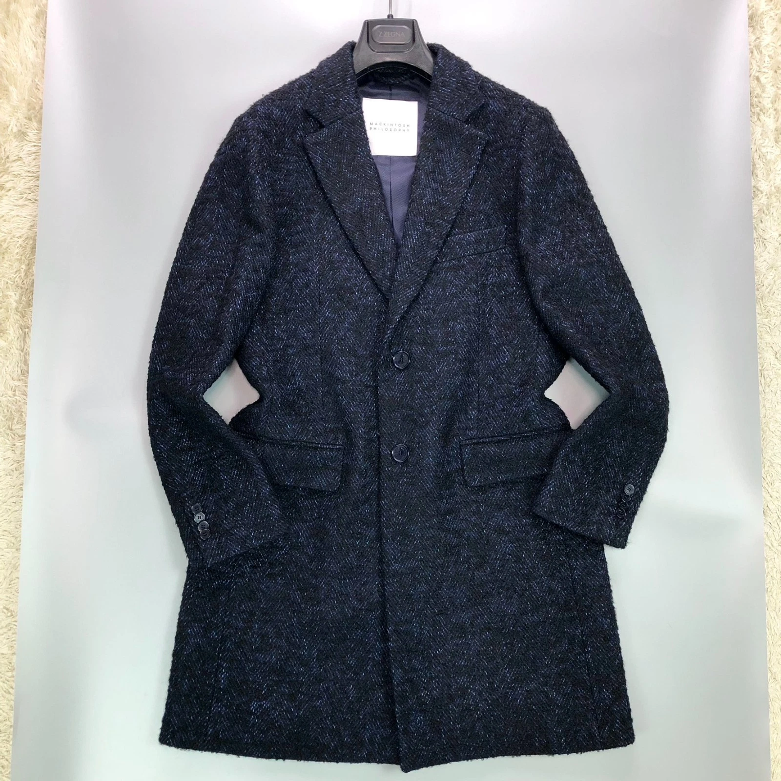 MACKINTOSH PHILOSOPHY Chester Coat Size 40 Wool Blend Navy Made in Japan image 2