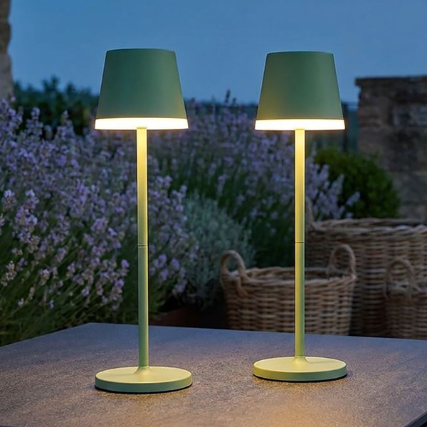 2X Solarleuchte Led Tischlampe AußEnleuchte Silber Akku Terrassenlampe H 41 Cm-image