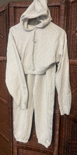 Victoria Secret PINK Bling Cropped Hoodie And Sweatpants Jogger Set Sz S Gray
