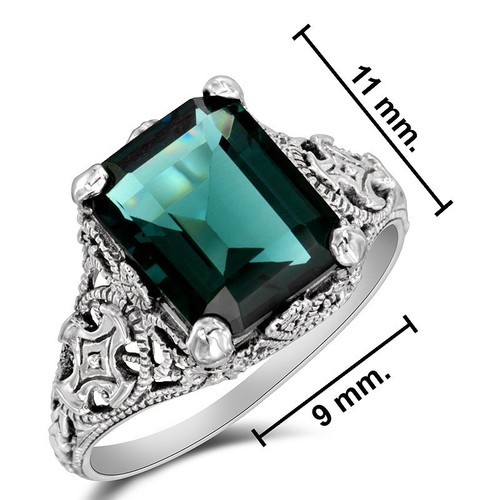 2CT Natural Apatite 925 Solid Sterling Silver Edwardian Ring Sz 6 - Picture 3 of 4