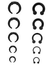 14G-4G Septum Stretching Kit Surgical Steel Acrylic Pincher Tapers C Black